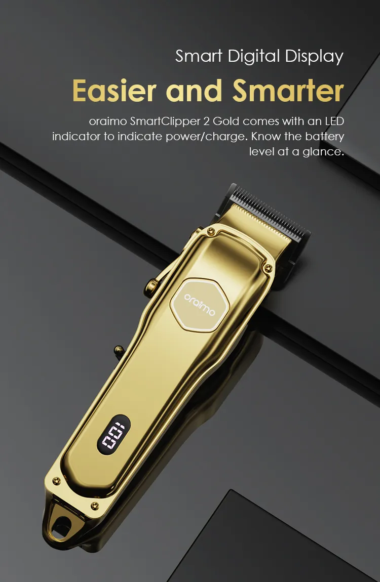Experience true grooming excellence with the Oraimo SmartClipper 2 Gold | OPC-CL30G, designed for professionals and style-conscious individuals alike